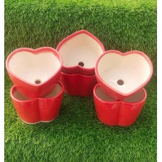 HEART SHAPED TABLE TOP CERAMIC POT RED(Code-504)